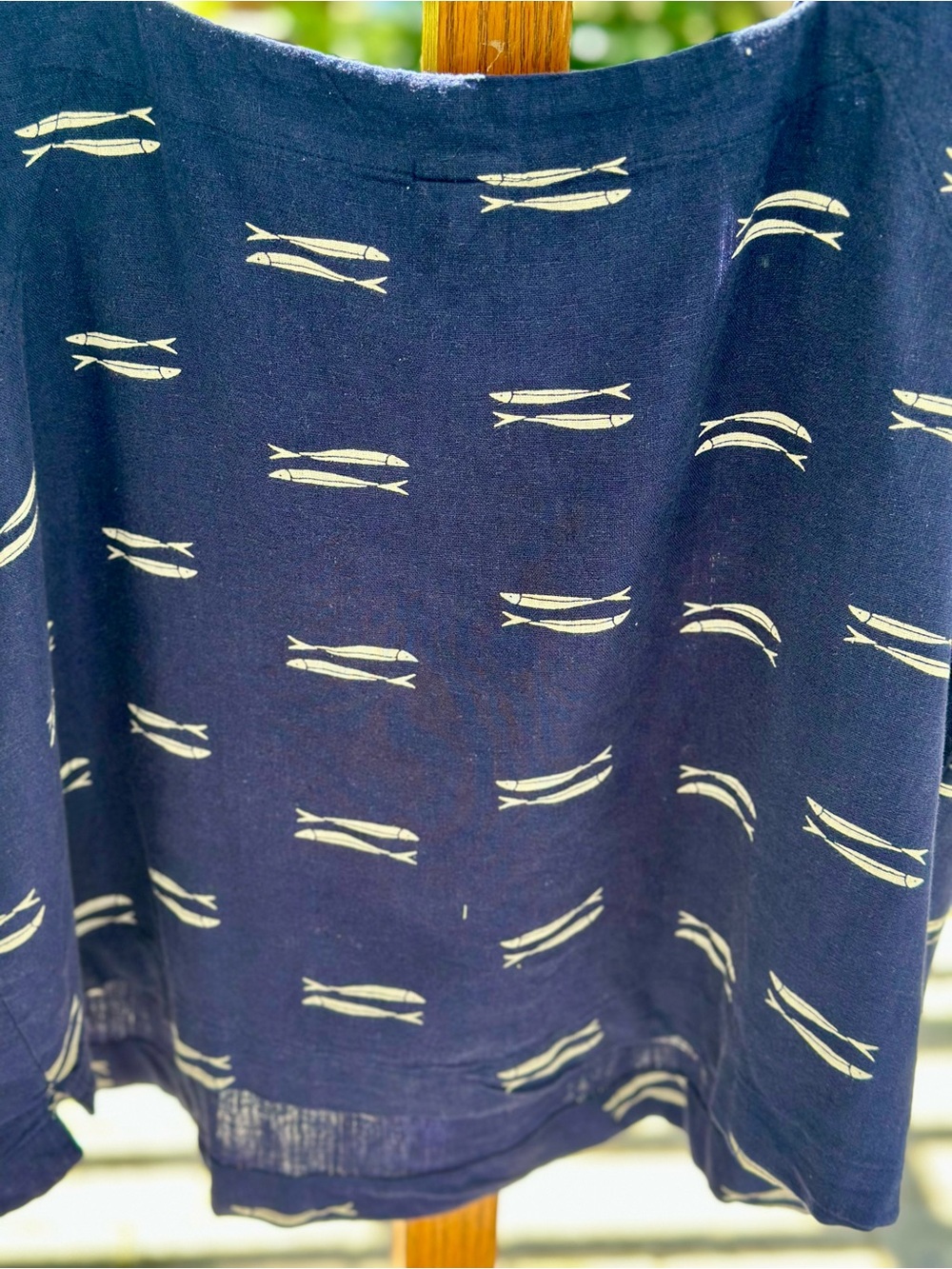 Navy Fish Print Linen Rayon Tank Top XXL Coastal Nautical Beach NWT - Picture 6 of 7